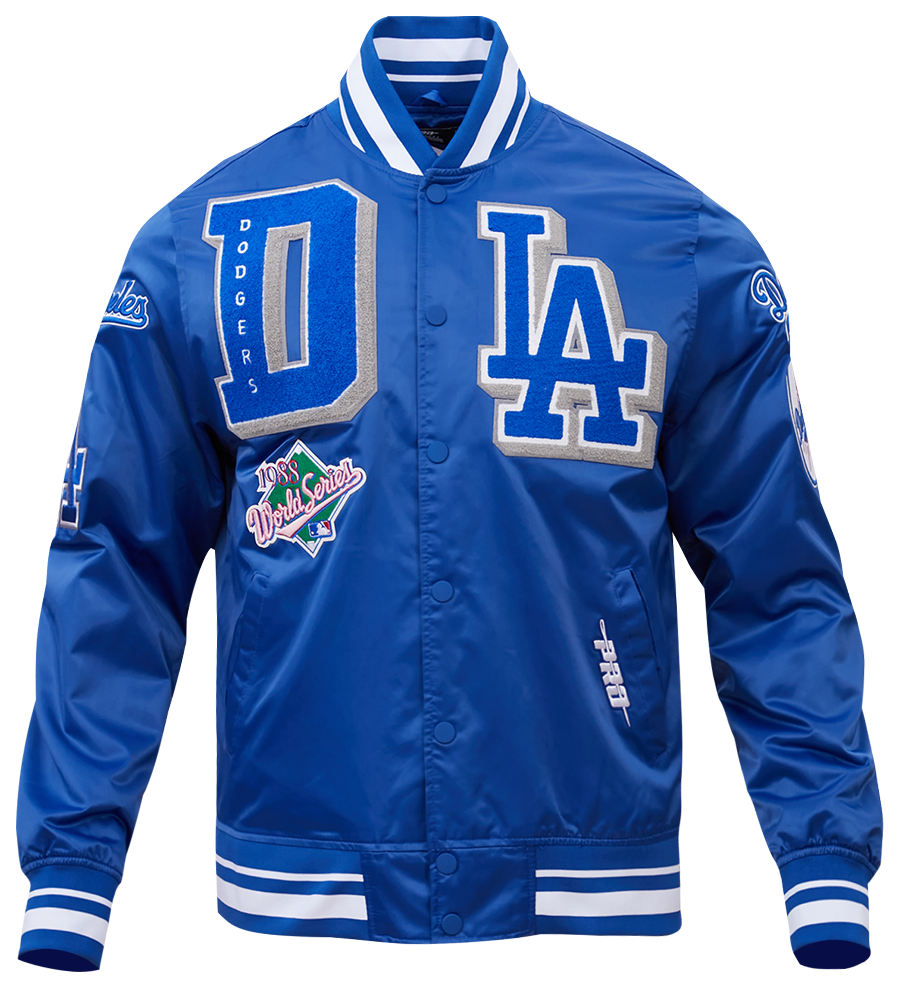 Pro Standard Los Angeles Dodgers Mash Up Rib Satin Jacket - Men's