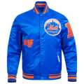 Pro Standard New York Mets Old English Rib Satin Jacket - Pro Standard Orange/Royal