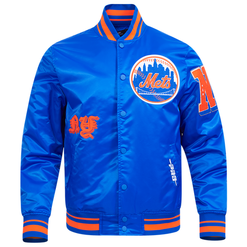 Pro Standard Mens New York Mets New York Mets Old English Rib Satin Jacket In Orange/royal/royal