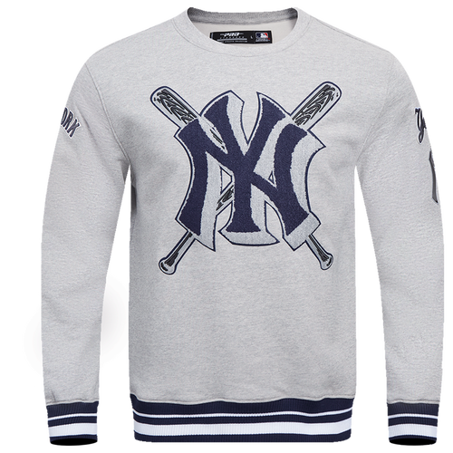  - Pro Standard New York Yankees Mash Up Rib Fleece Crewneck - Heather Grey/Midnight Navy