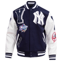 Pro Standard New York Yankees Mash Up Rib Wool Varsity Jacket - Pro Standard White/Midnight Navy