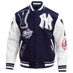Men's - Pro Standard New York Yankees Mash Up Rib Wool Varsity Jacket - White/Midnight Navy