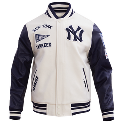 Men's - Pro Standard New York Yankees Retro Clssc Wool Varsity Jacket - Eggshell/Midnight Navy