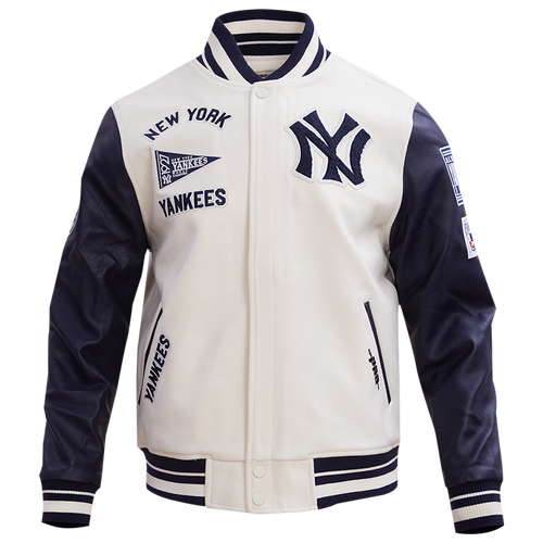  - Pro Standard New York Yankees Retro Clssc Wool Varsity Jacket - Eggshell/Midnight Navy
