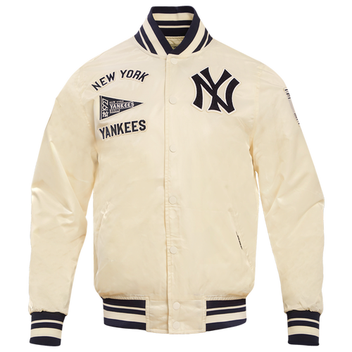  - Pro Standard New York Yankees Retro Classic Rib Satin Jacket - Eggshell/Midnight Navy