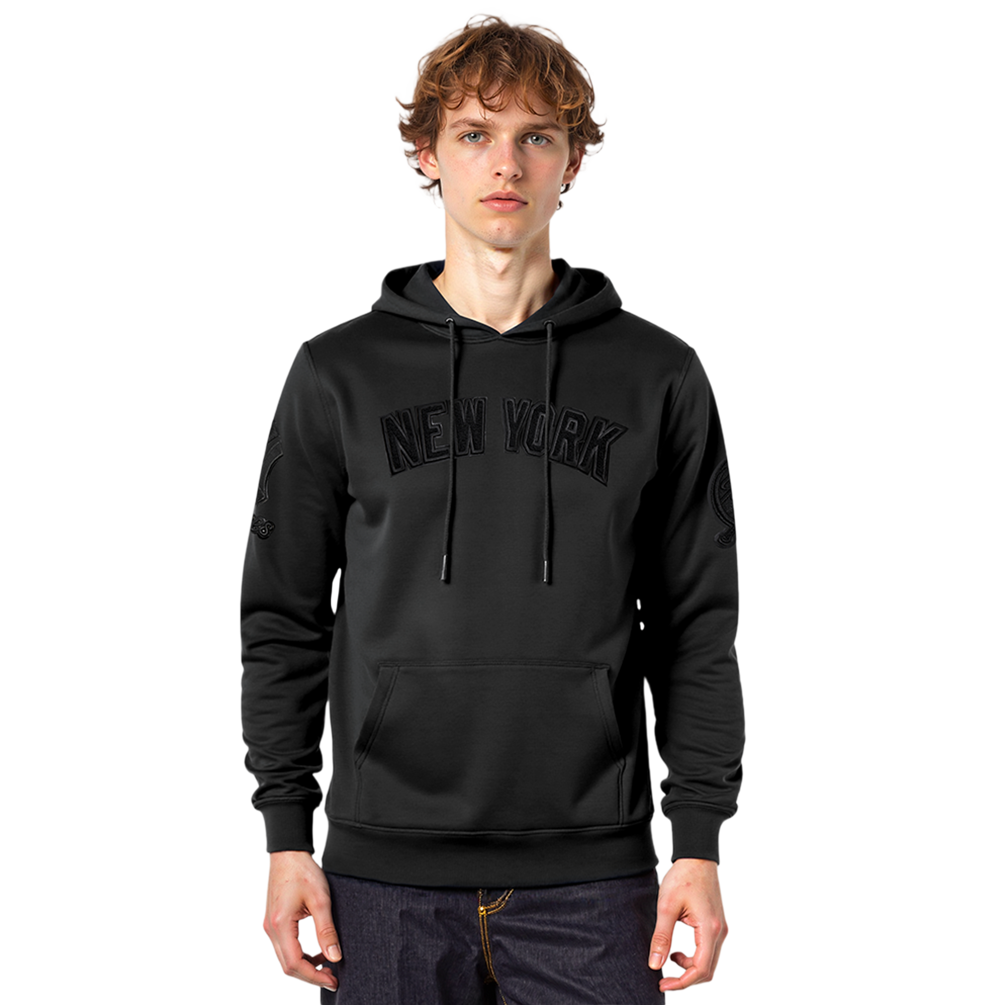 Pro Standard New York Yankees Triple Black Dk PO Hoodie - Men's