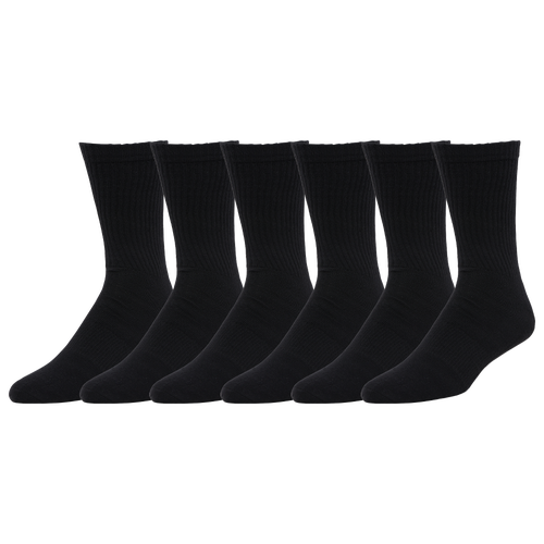 

LCKR Mens LCKR 6-Pack Athletic Half Cushion Crew Socks - Mens Black/Black Size L