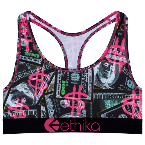 

Girls Ethika Ethika Printing Money Sports Bra - Girls' Grade School Green/Pink Size L