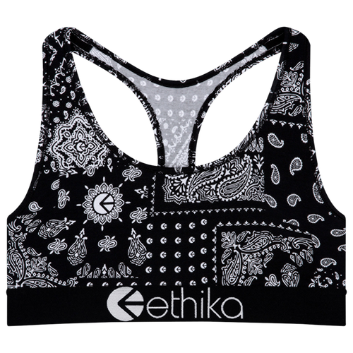 

Girls Ethika Ethika Banda Sports Bra - Girls' Grade School Black/White Size S