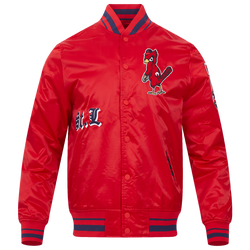 Men's - Pro Standard St. Louis Cardinals Old English Rib Satin Jacket - Red/Midnight Navy/Red