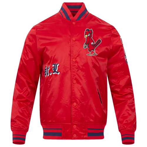 Pro Standard Mens St. Louis Cardinals Old English Rib Satin Jacket In Red/midnight Navy/red