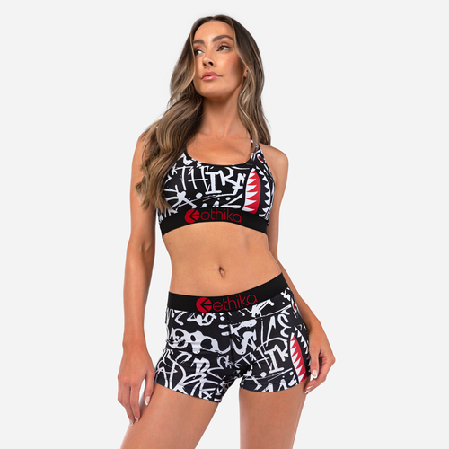 

Ethika Womens Ethika Graphic Staple Shorts - Womens Black/White Size XL