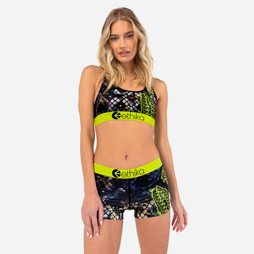 Ethika Womens Graphic Staple Shorts In Black/yellow