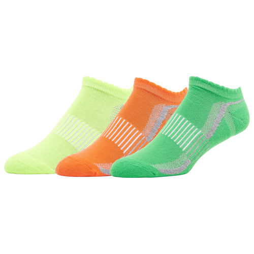 Csg Womens  3 Pack No Show Socks In Neon Yellow/green/orange