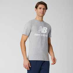 Men's - New Balance Essentials Stacked Logo Tee - Grey