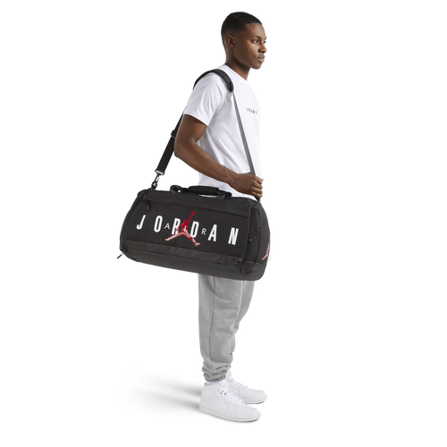 Jordan Mens  Air Duffel In Black/white/red