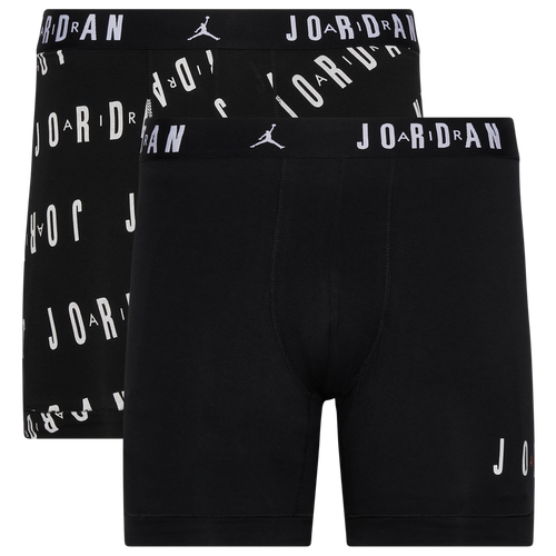 Shop Jordan Mens  Flight Cotton Essential 2 Pack Boxer Briefs In Black/white
