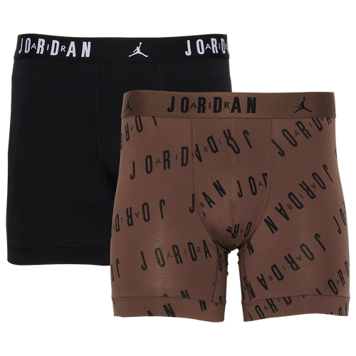 

Jordan Mens Jordan Flight Cotton Essential 2 Pack Boxer Briefs - Mens Brown/Black Size XL