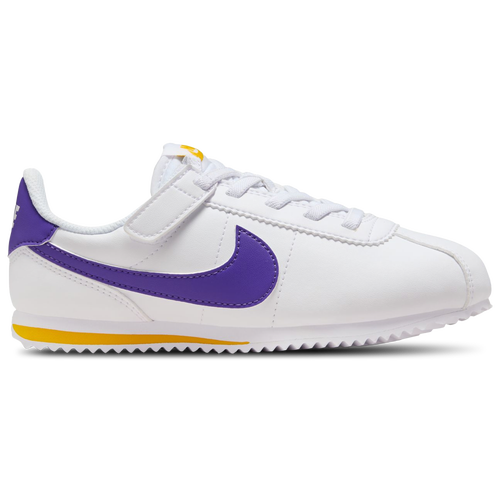 

Nike Boys Nike Cortez EasyOn - Boys' Preschool Basketball Shoes White/Purple Size 11.5