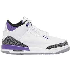 Boys' Grade School - Jordan Retro 3 - White/Black/Purple