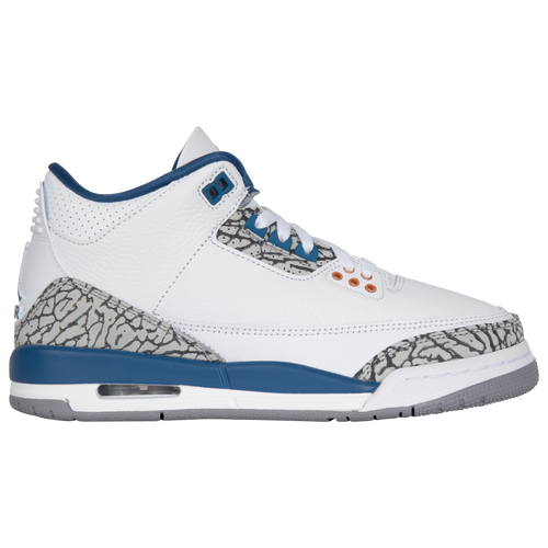 

Jordan Boys Jordan Retro 3 - Boys' Grade School Basketball Shoes White/Blue/Grey Size 4.0