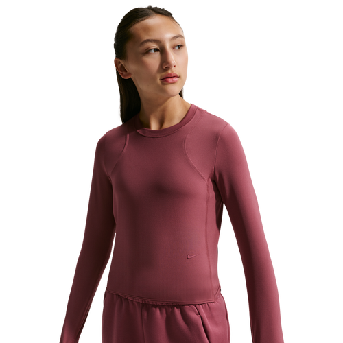 Nike Mavn DriFit Ribbed Ls Top - Nike Pink Smoke
