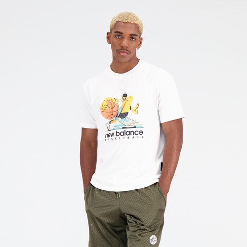 

New Balance Mens New Balance Artist Hoop Graphic T-Shirt - Mens White/Multi Size M