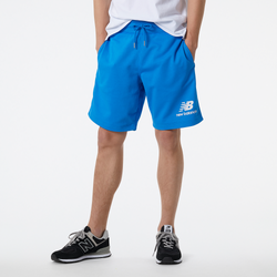 Men's - New Balance Essential Stacked Logo Shorts - Blue/White