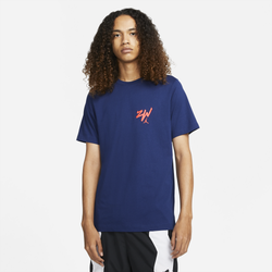 Men's - Jordan Zion Short Sleeved T-Shirt - Blue Void/Bright Crimson