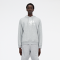 New Balance French Terry Stacked Logo Pullover Hoodie - New Balance Grey/White