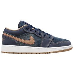 Boys' Grade School - Jordan AJ 1 Low - Midnight Navy/Hemp/Univ Red