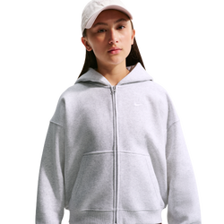 Girls' Grade School - Nike Studio Fleece Full-Zip - White/Birch Heather/Grey Fog