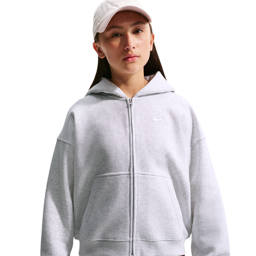 GIRLS - Nike Studio Fleece Full-Zip - White/Birch Heather Grey Fog