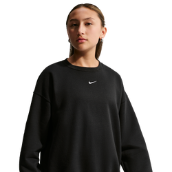 Girls' Grade School - Nike NSW Studio Fleece OS Crew LBR - White/Black