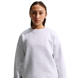 Girls' Grade School - Nike NSW Studio Fleece OS Crew LBR - Birch Heather/White