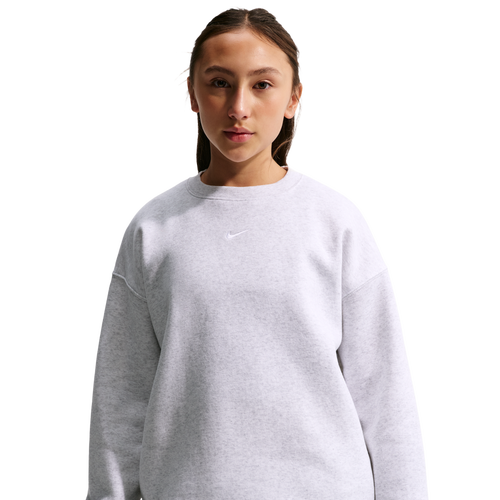 GIRLS - Nike NSW Studio Fleece OS Crew LBR - Birch Heather/White