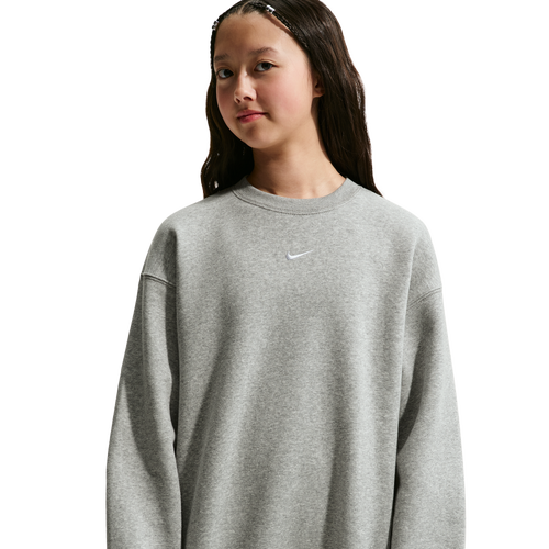 GIRLS - Nike NSW Studio Fleece OS Crew LBR - White/Dark Grey Heather
