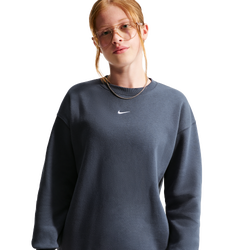 Girls' Grade School - Nike NSW Studio Fleece OS Crew LBR - White/Thunder Blue