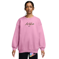 Girls' Grade School - Nike Studio Fleece Oversized Crew - Pink/Beige