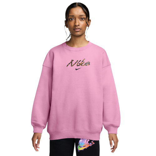  - Nike Studio Fleece Oversized Crew - Beige/Pink