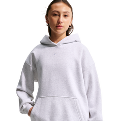 Girls' Grade School - Nike NSW Studio Fleece OS PO Hoodie - White/Birch Heather