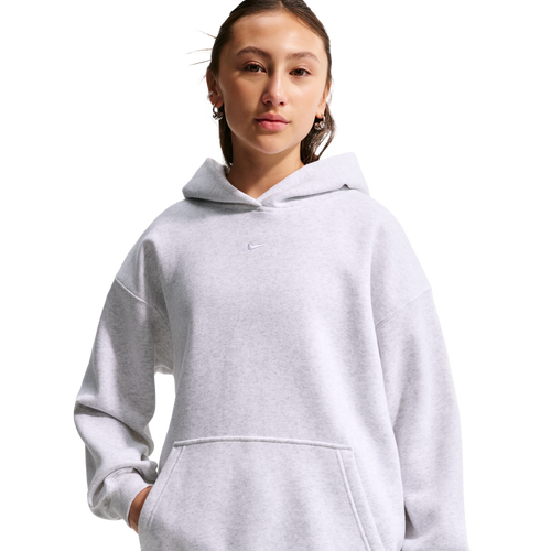 GIRLS - Nike NSW Studio Fleece OS PO Hoodie - White/Birch Heather