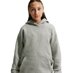 Girls' Grade School - Nike NSW Studio Fleece OS PO Hoodie - White/Dark Grey Heather