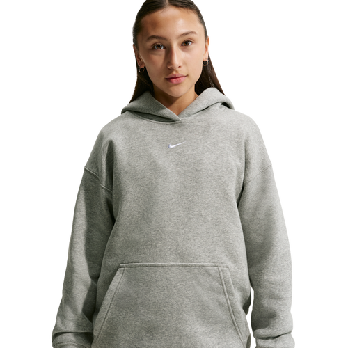 GIRLS - Nike NSW Studio Fleece OS PO Hoodie - White/Dark Grey Heather