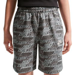 Boys' Grade School - Nike Club Fleece FT AOP Shorts - Cave Stone/Cave Stone/Moon Particle