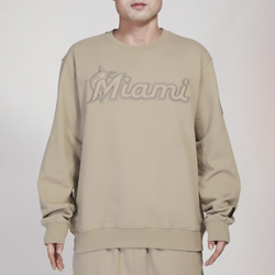 Men's - Pro Standard Marlins Tonal Fleece Crewneck - Taupe