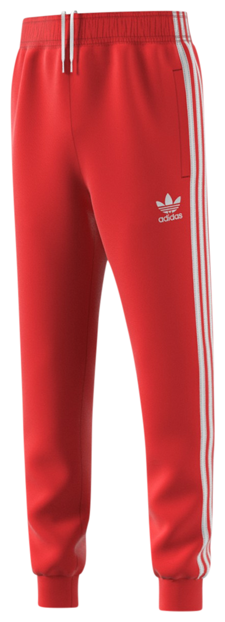 red adidas pants half stripe