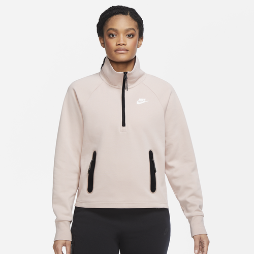 

Nike Womens Nike Tech Fleece Quarter-Zip - Womens Pink/White Size S