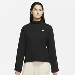 Women's - Nike NSW Jersey Rib Long Sleeve Top - Black/White