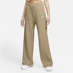 Women's - Nike NSW Jersey Rib Wide Leg Pants - White/Tan